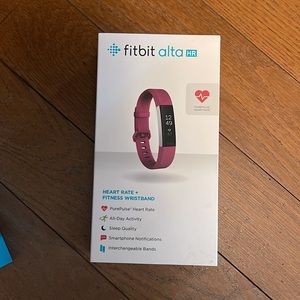 fitbit alta HR fuchsia band stainless steel tracker Small